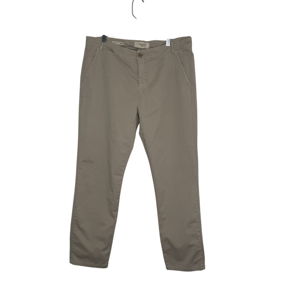 WEEKEND MaxMara Amanda Chino Pants Women's Size 14 US Neutral Cotton Stretch